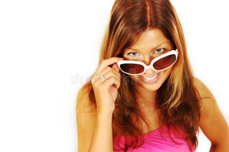 Smiling woman in sunglasses