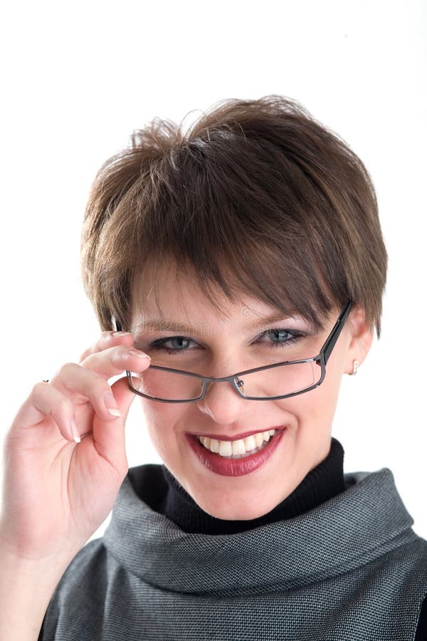 Smiling women in black costume