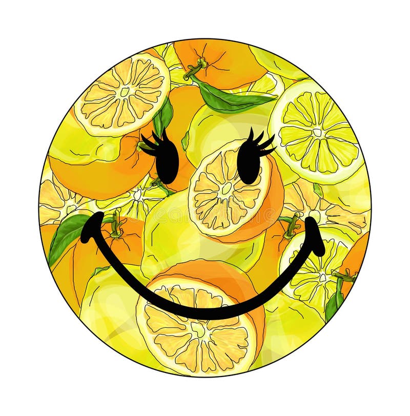 Vector Illustration of a smiley with lemons