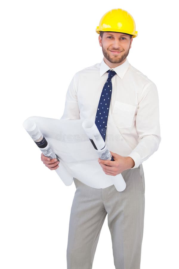 Smiling young architect posing against white background. Cut smiling stock images, royalty-free photos and pictures