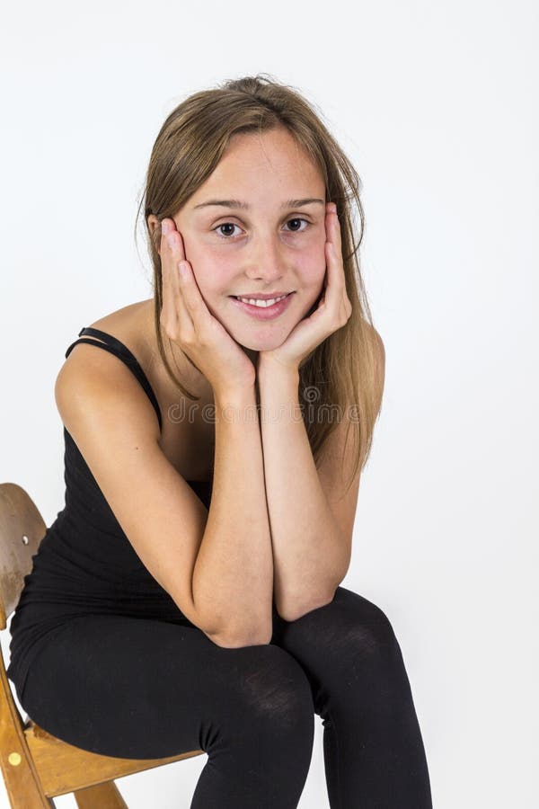 Smiling Young Beautiful Girl with Brown Hair Stock Photo - Image of ...