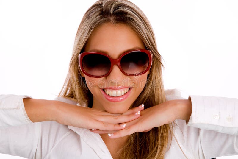 Smiling young female wearing sunglasses