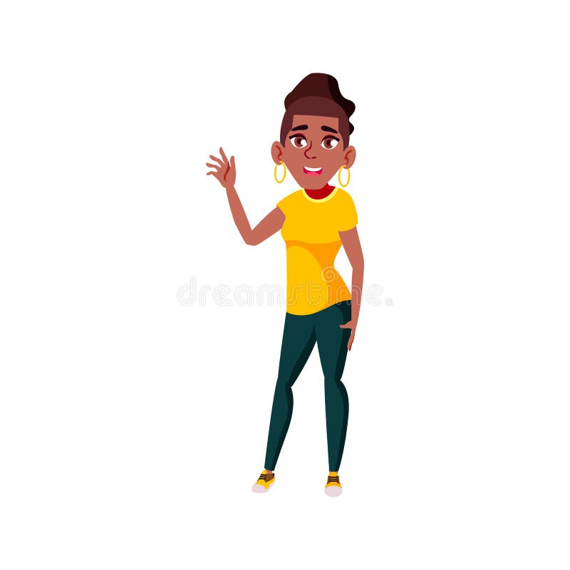 Smiling Young Girl Greeting Girlfriend in Cafe Cartoon Vector Stock ...