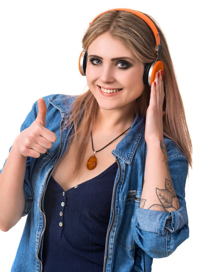 Teen with headphones stock photo. Image of girl, happy 21433276
