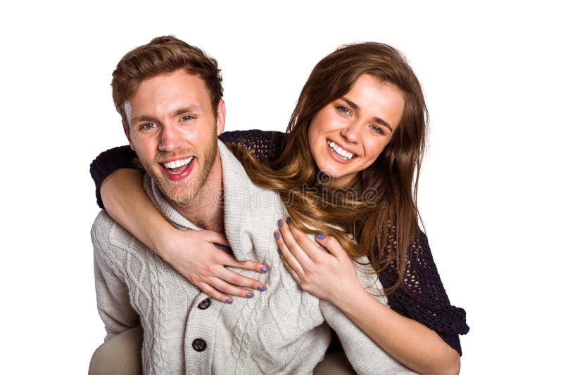 Smiling young man carrying woman stock photography Smiling young man carrying woman stock photography