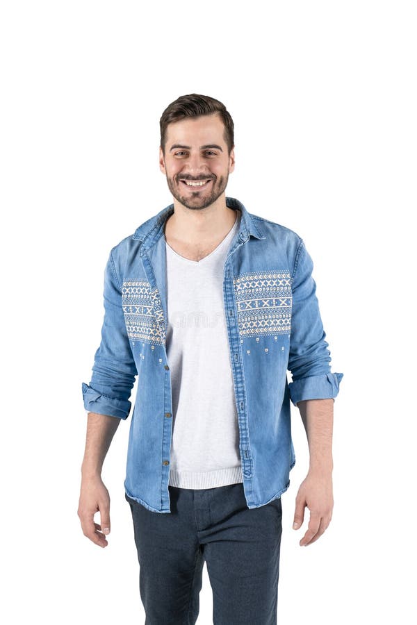 Smiling Young Man in Casual Clothes, Isolated Stock Photo - Image of ...