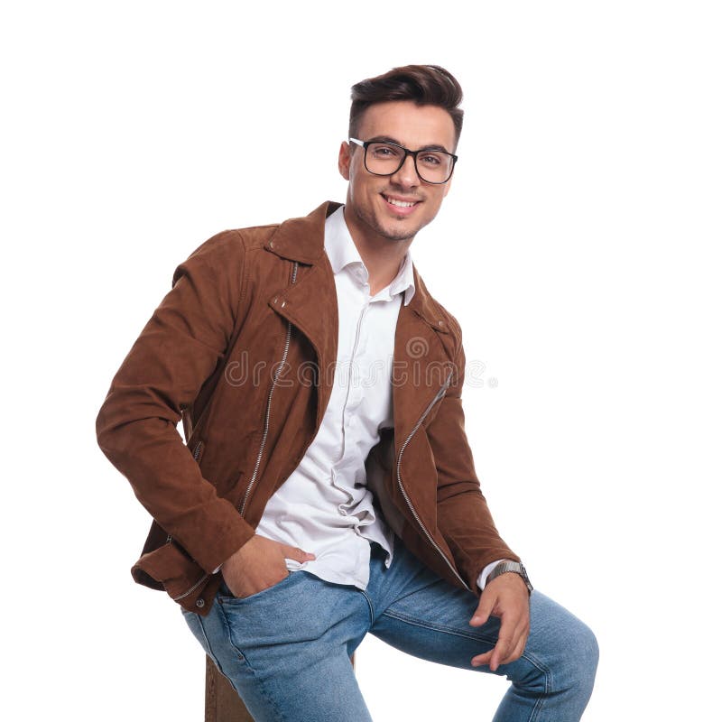 Man In Jacket And Glasses Arms Crossed Stock Image Image
