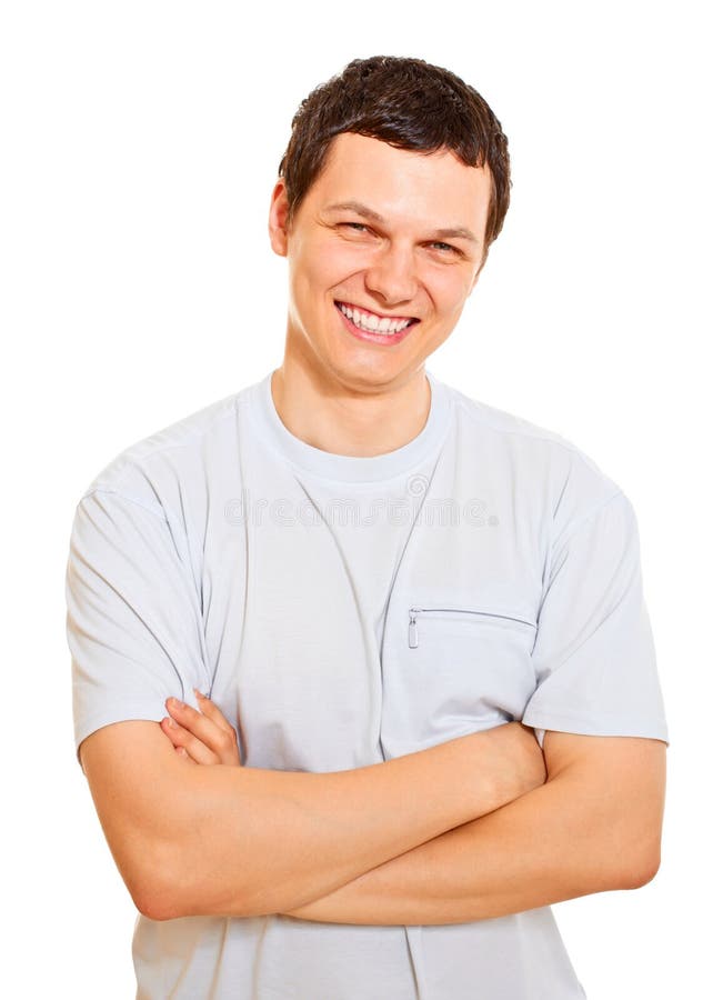 Smiling young man over white background