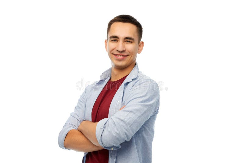 Smiling young man over white background