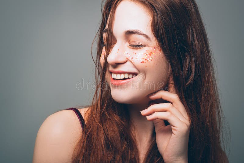 Smiling young woman beauty freedom happiness stock image