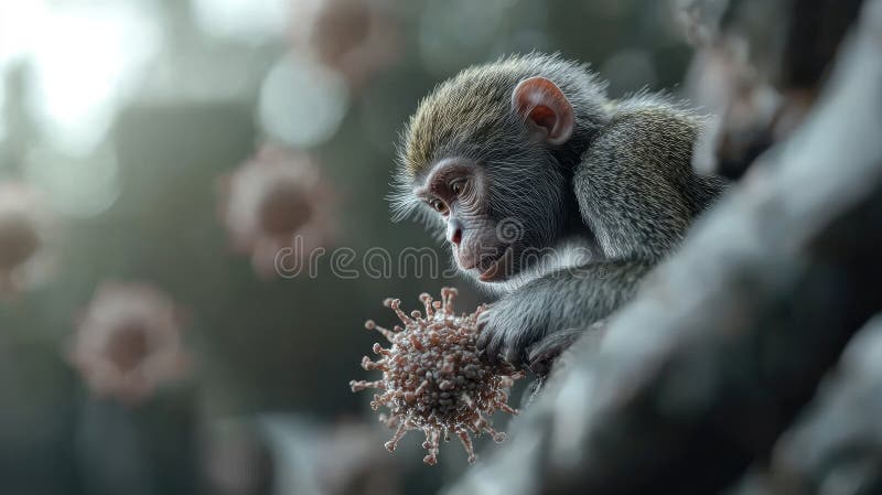 Smittsamma primatanslutningar : Bakgrund till virussjukdomar som är kopplade till apor monkeypox siv rabies ebola herpes b royaltyfri illustrationer