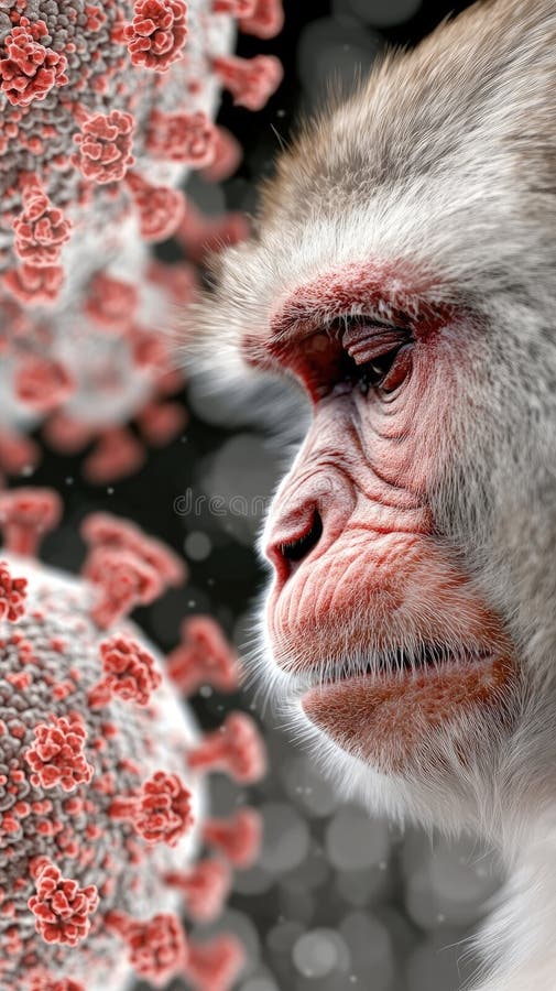 Smittsamma primatanslutningar : Bakgrund till virussjukdomar som är kopplade till apor monkeypox siv rabies ebola herpes b stock illustrationer