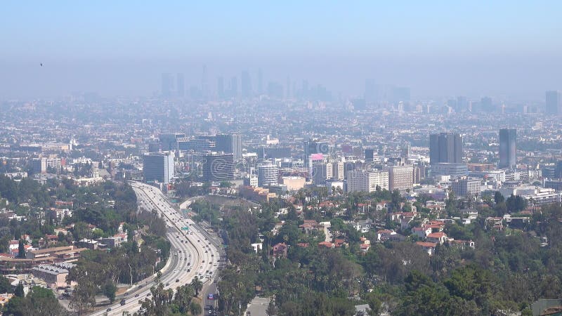 Smog Air Pollution in Hollywood and Downtown Los Angeles