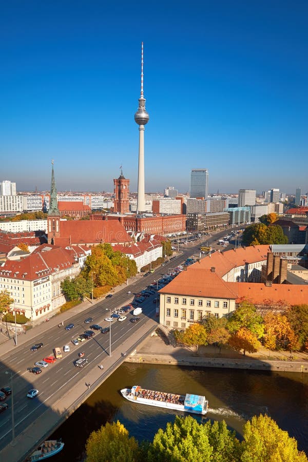 Skyline Of Berlin Downtown  Aerial Of City Center Stock 