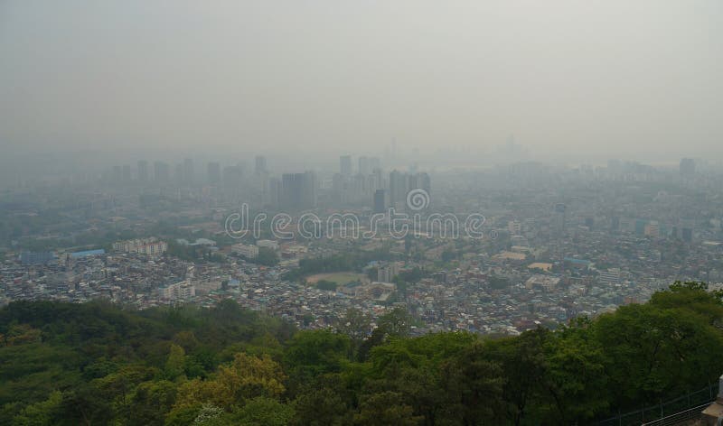 Smog over Seoul City, South Korea royalty free stock photo Smog over Seoul City, South Korea royalty free stock photo