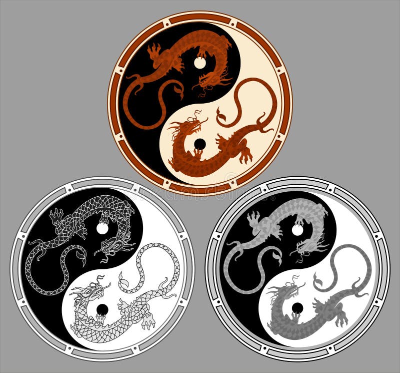 Smok yin Yang ilustracji