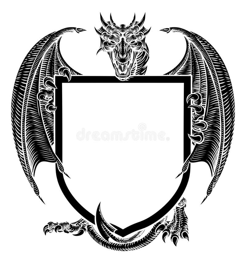 Smoka grzebienia Heraldyczny żakiet ręki osłony emblemat ilustracja wektor