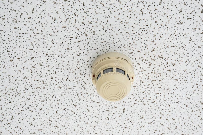Smoke Alarm Detector On The Ceiling For Safety Stock Photo Image