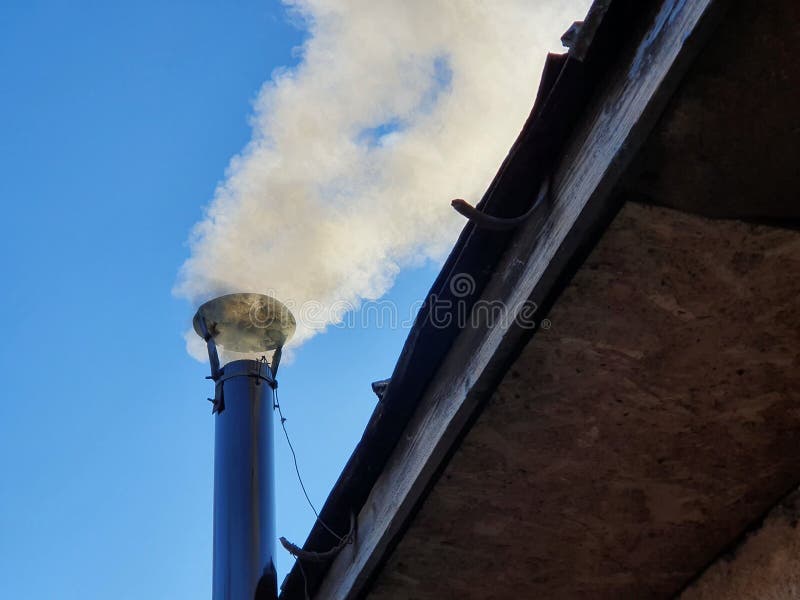 Smoke Chimney of a Wood Stove Stock Photo Image of smoke, house