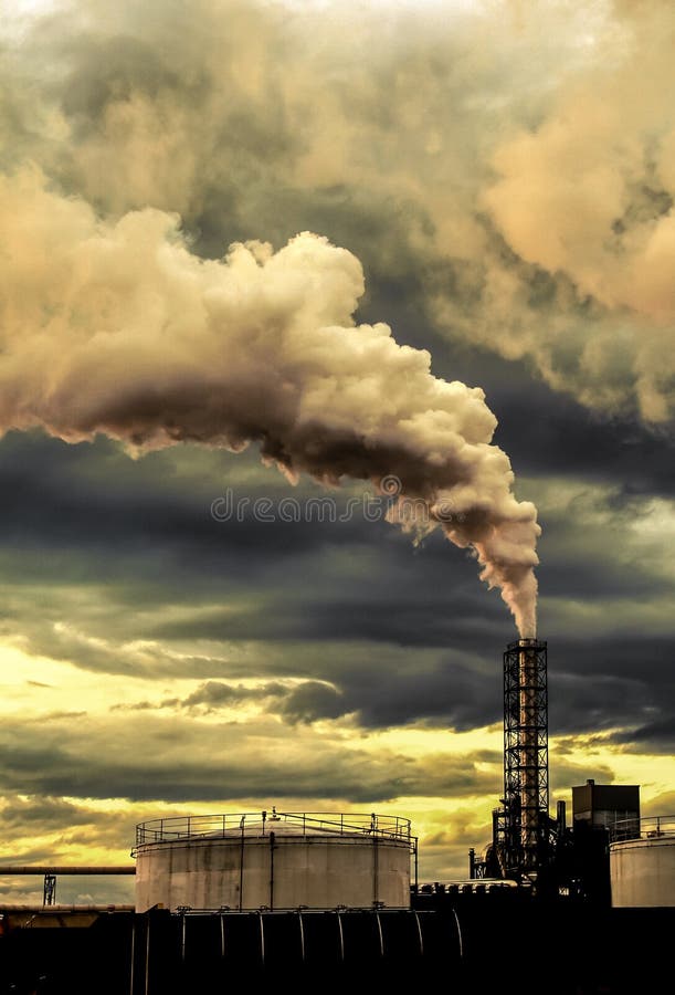 smoke coming out of factory chimney  pollution  climate change, global warming