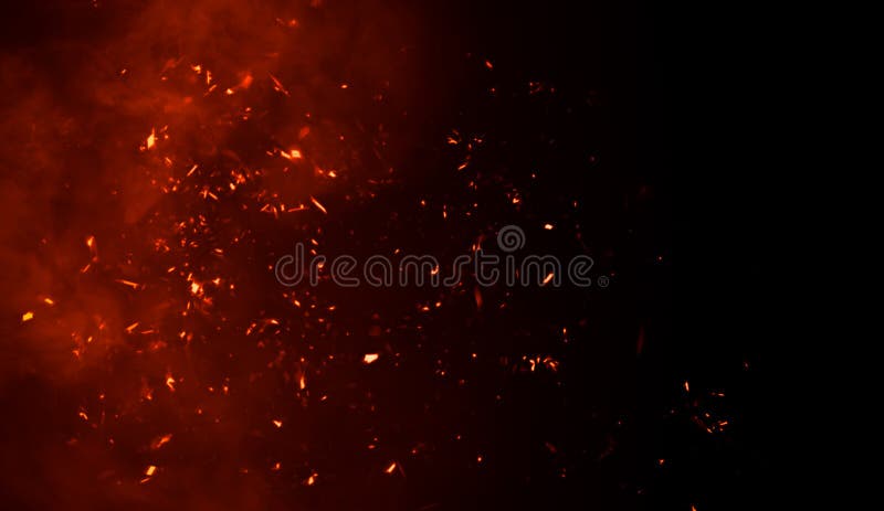 Smoke with fire embers particles texture overlays . Burn effect on isolated background