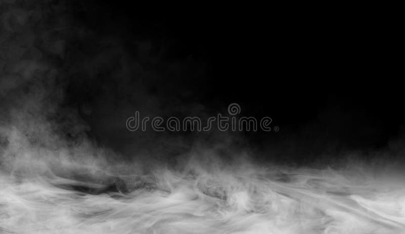 Smoke on the floor . Isolated black background.