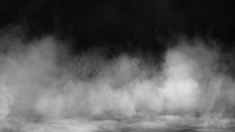 Smoke on floor . Isolated black background . Misty fog effect texture overlays for text or space