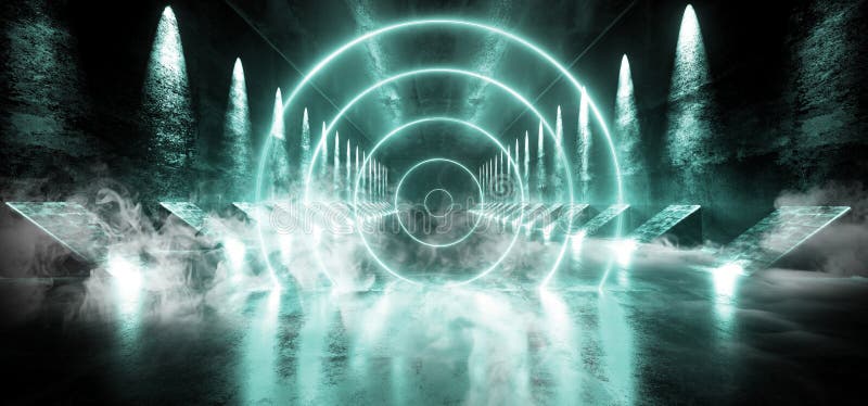 Smoke Fog Sci Fi Futuristic Modern Concrete Grunge Neon Retro Glowing ...
