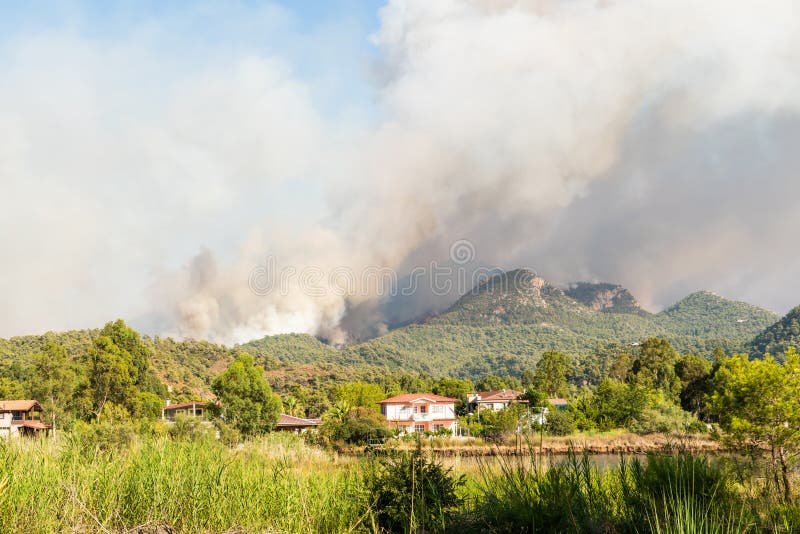 Smoke From A Forest Fire Rising Over Hisaronu ...