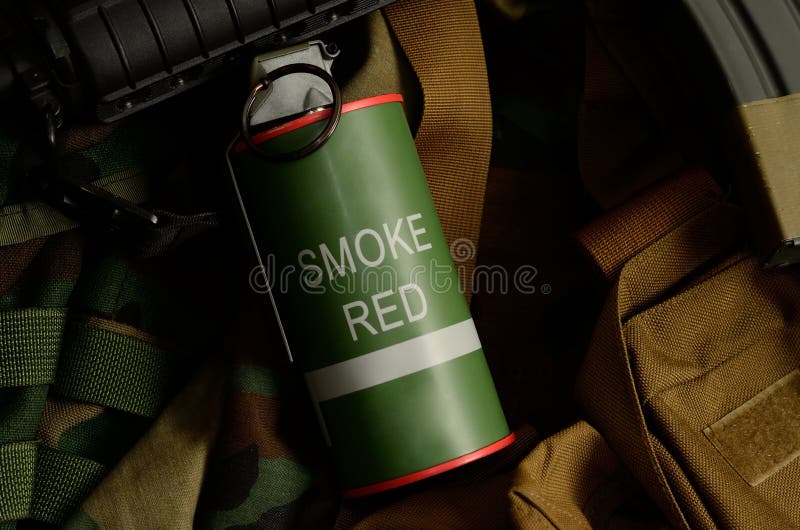 Smoke Grenade with Military Equipment Stock Image Image of ammunition