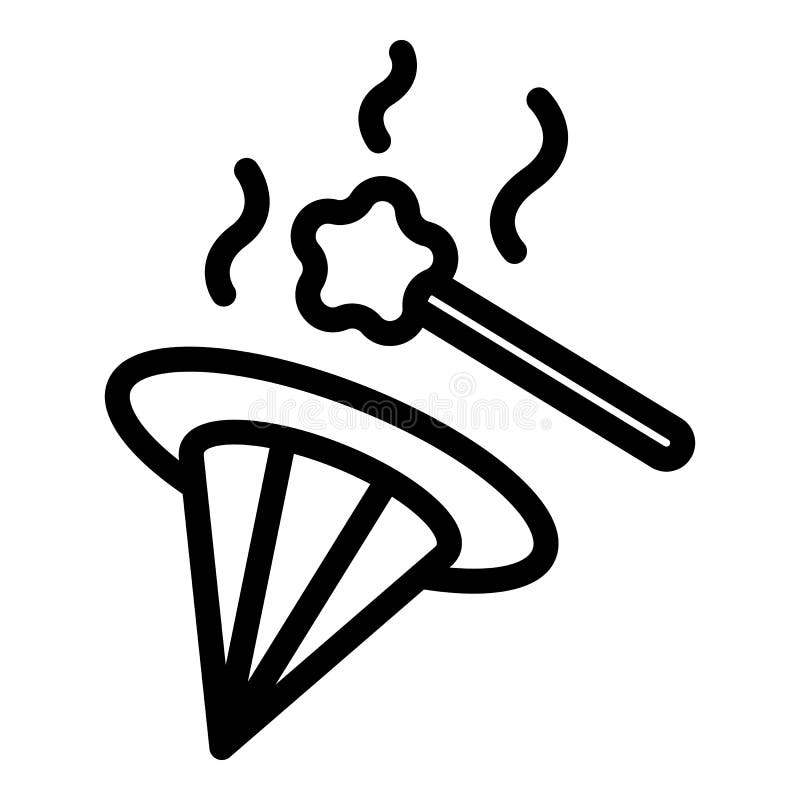Smoke magician icon outline vector magic hat circus top ilustração stock
