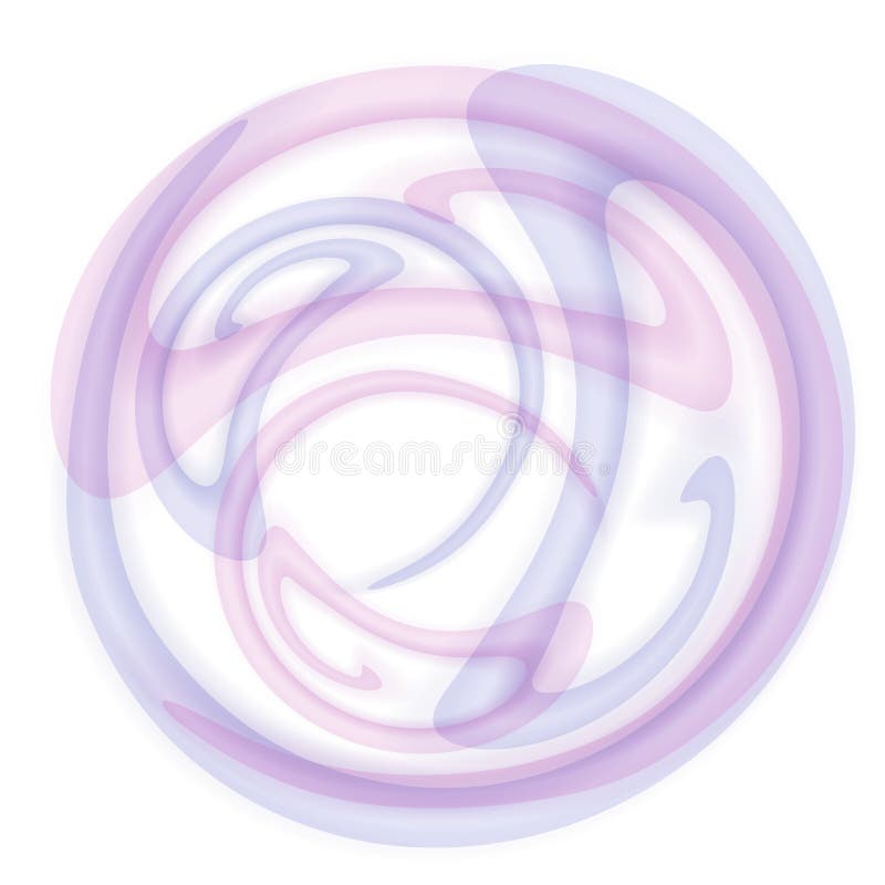 Smoke Rings Opaque Swirls. An abstract clip art illustration of a swirling smoke ring design in purple and blue colors stock illustration