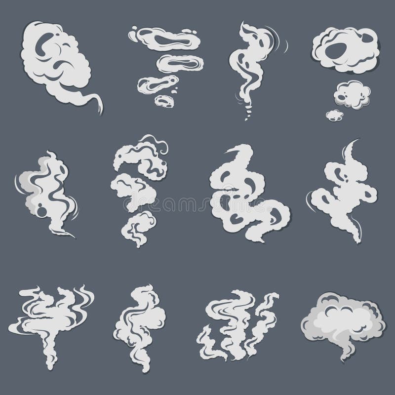 Run dust effect. Cartoon fast move smoke trace animation kit