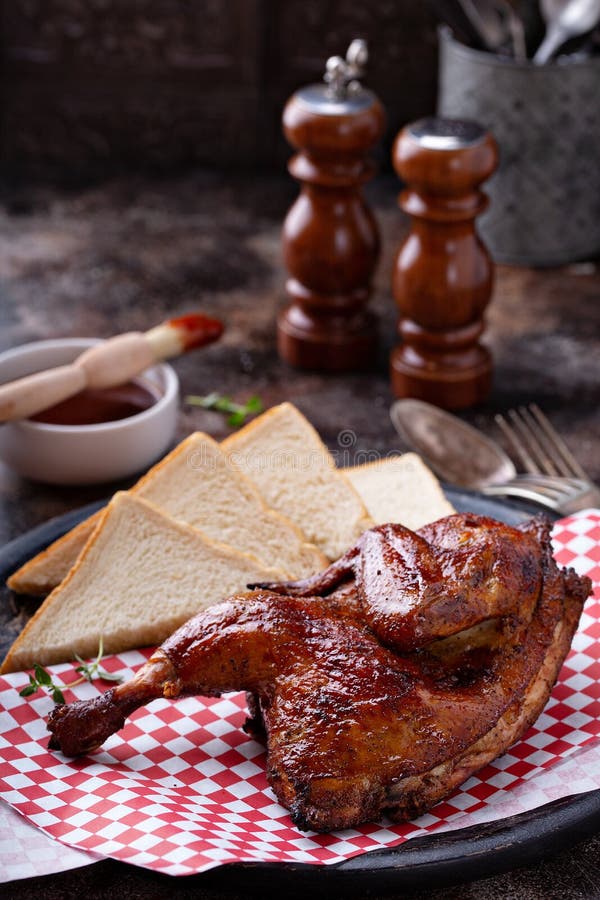 Smoked bbq half chicken stock image. Image of juicy 188237093