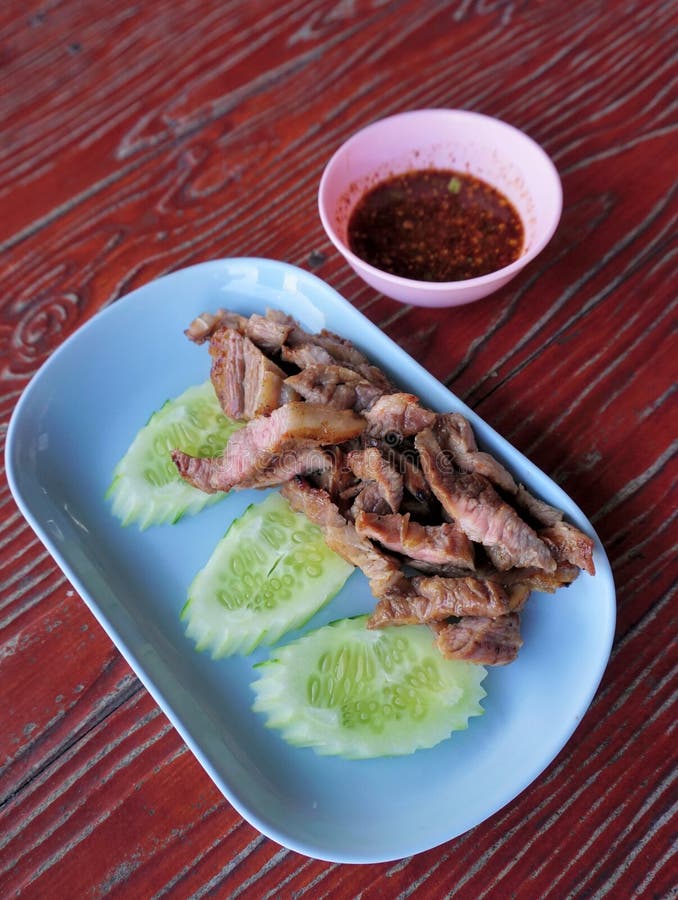 Smoked Beef Brisket, Thai Cuisine with Sauce Stock Image Image of