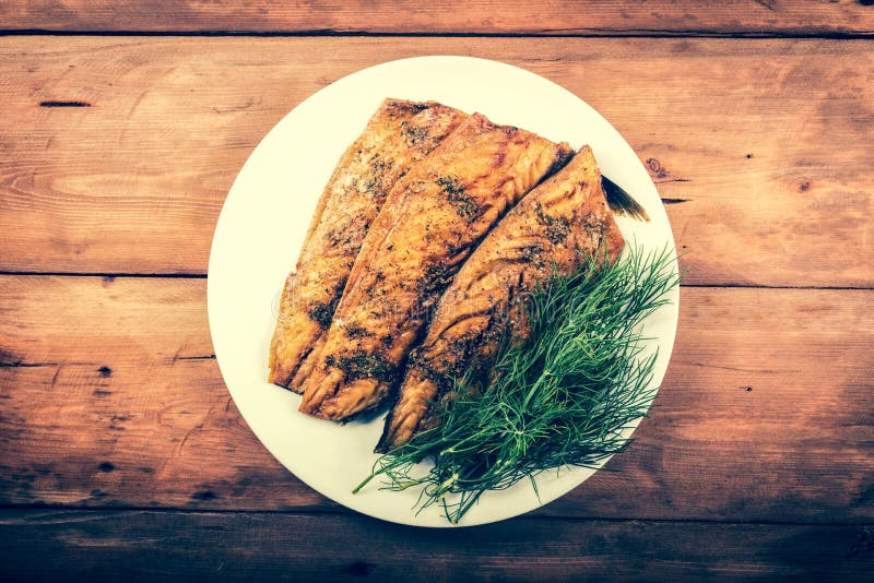 Smoked Mackerel Fish Fillet with Herbs Stock Photo Image of spices