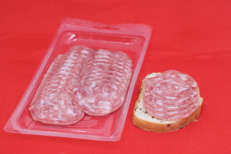 Smoked Salami Sausage, Traditional Cured Milanese Salami, Isolated on