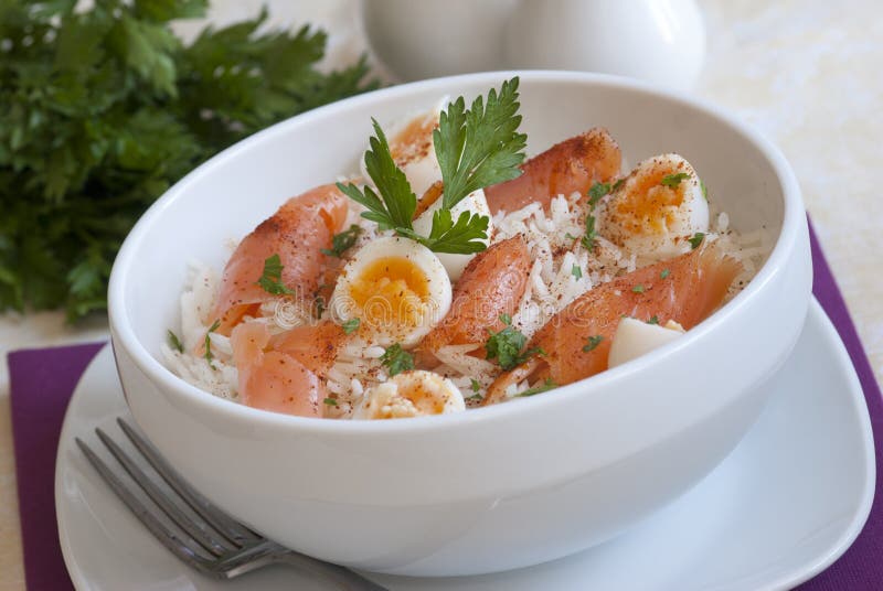 Smoked salmon kedgeree stock photo. Image of dining, fish 19449272