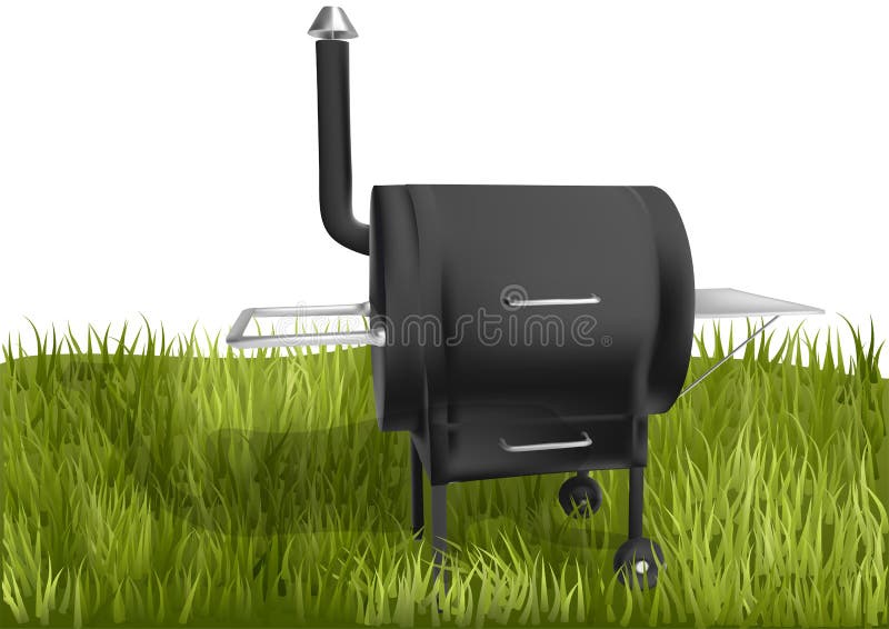 Smoker barbecue on grass