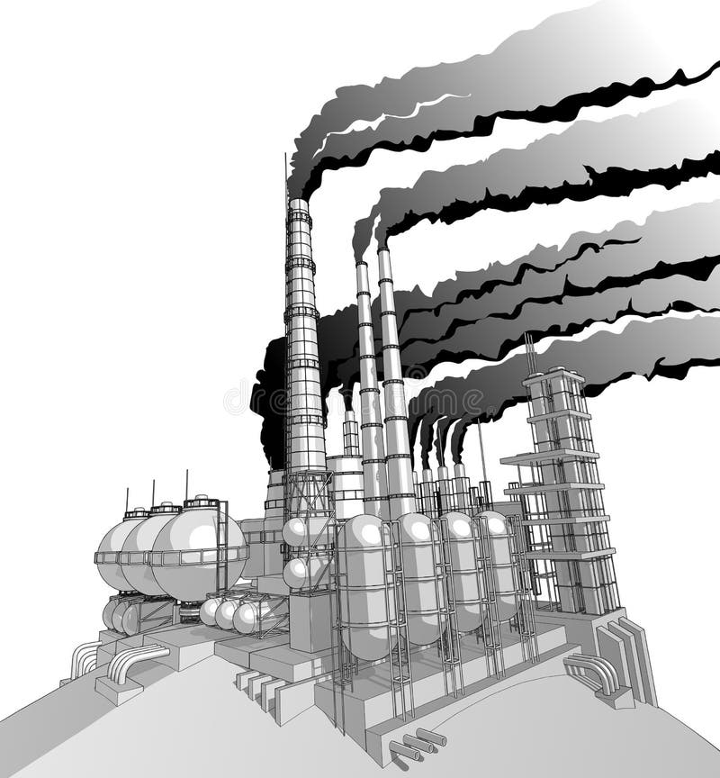 Industry concept: abstract plant with smokey sky. Industry concept: abstract plant with smokey sky