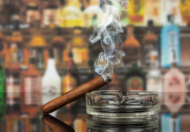 Smoking Cigar in an Ashtray Stock Photo Image of narcotic, brown 42639284