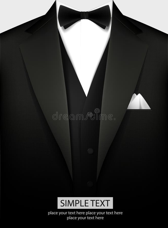 Terno Preto Realístico Do Vetor Terno Elegante Do Smoking Dos Homens 3D  Photorealistic Com Laço Do Pescoço Ilustração do Vetor - Ilustração de  conceito, jogo: 99272225