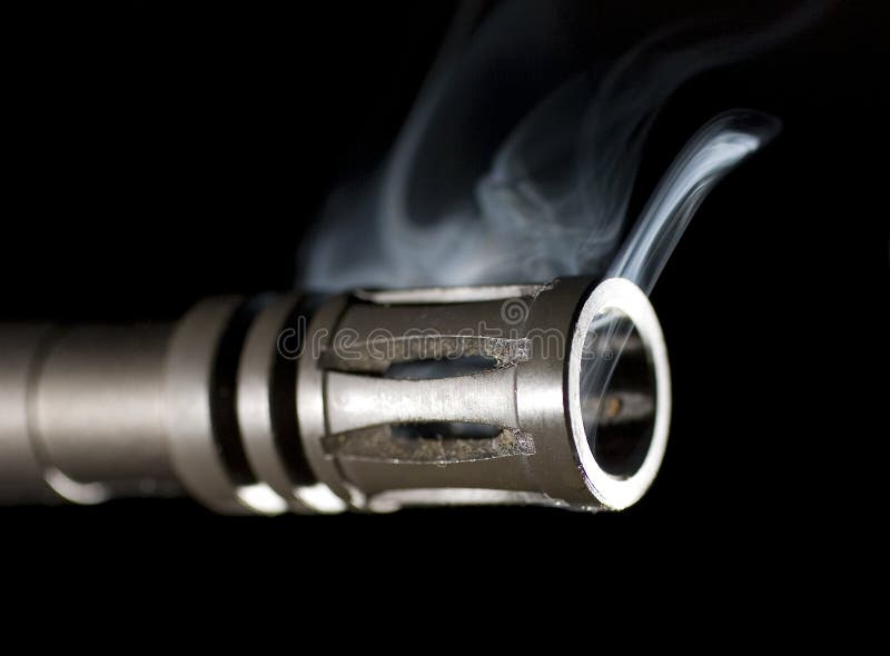 Smoking flash hider stock photo Smoking flash hider stock photo