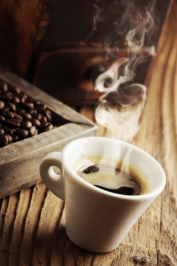 Smoking hot coffee stock image. Image of wood, drink 28058687