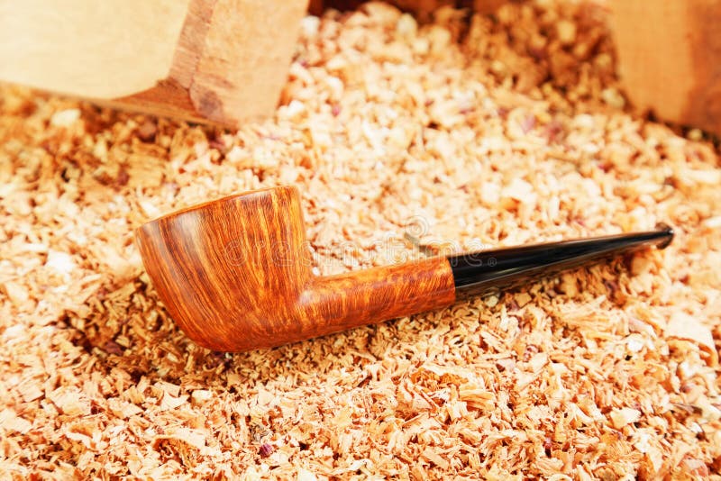 Smoking Polished Pipe and Wood Chips Stock Photo Image of bowl