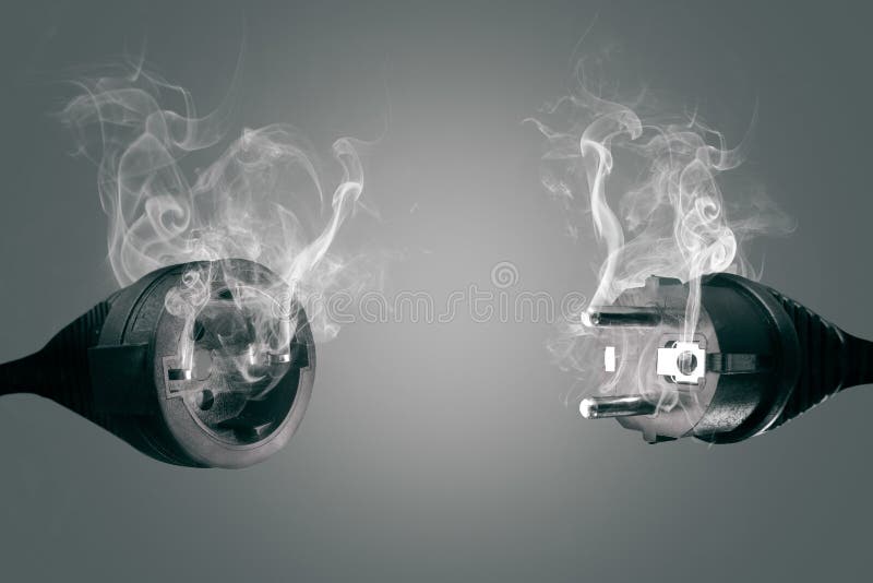 Smoking Power Plug and Socket Stock Photo Image of energy, smoke