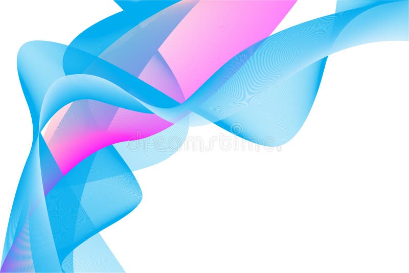 Transparent Soft Lines On White. Vector Smooth Pink Abstract Waves