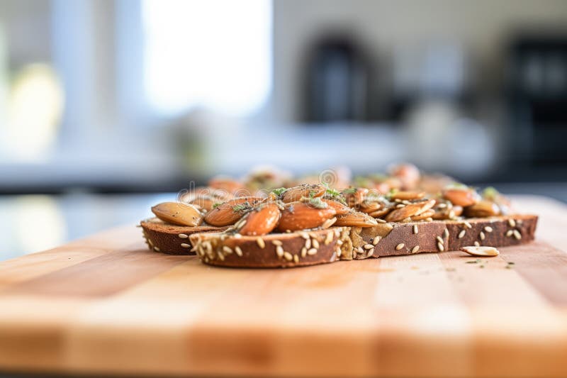 Smooth Almond Butter Spread on Bread, Side View Stock Image Image of