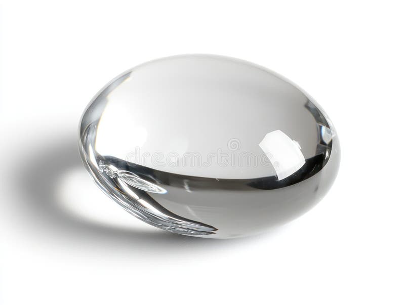 Clear crystal sphere smooth stone glass ball with reflections on white background vector illustration