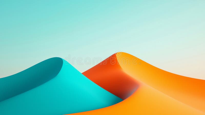 Smooth curves and vibrant colors blend seamlessly to create a surreal, minimalist landscape, inspiring a deep sense of royalty free stock photo